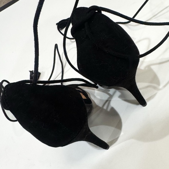 Anne Michelle black open toe lace up tassel heels ❤️ - Picture 6 of 8